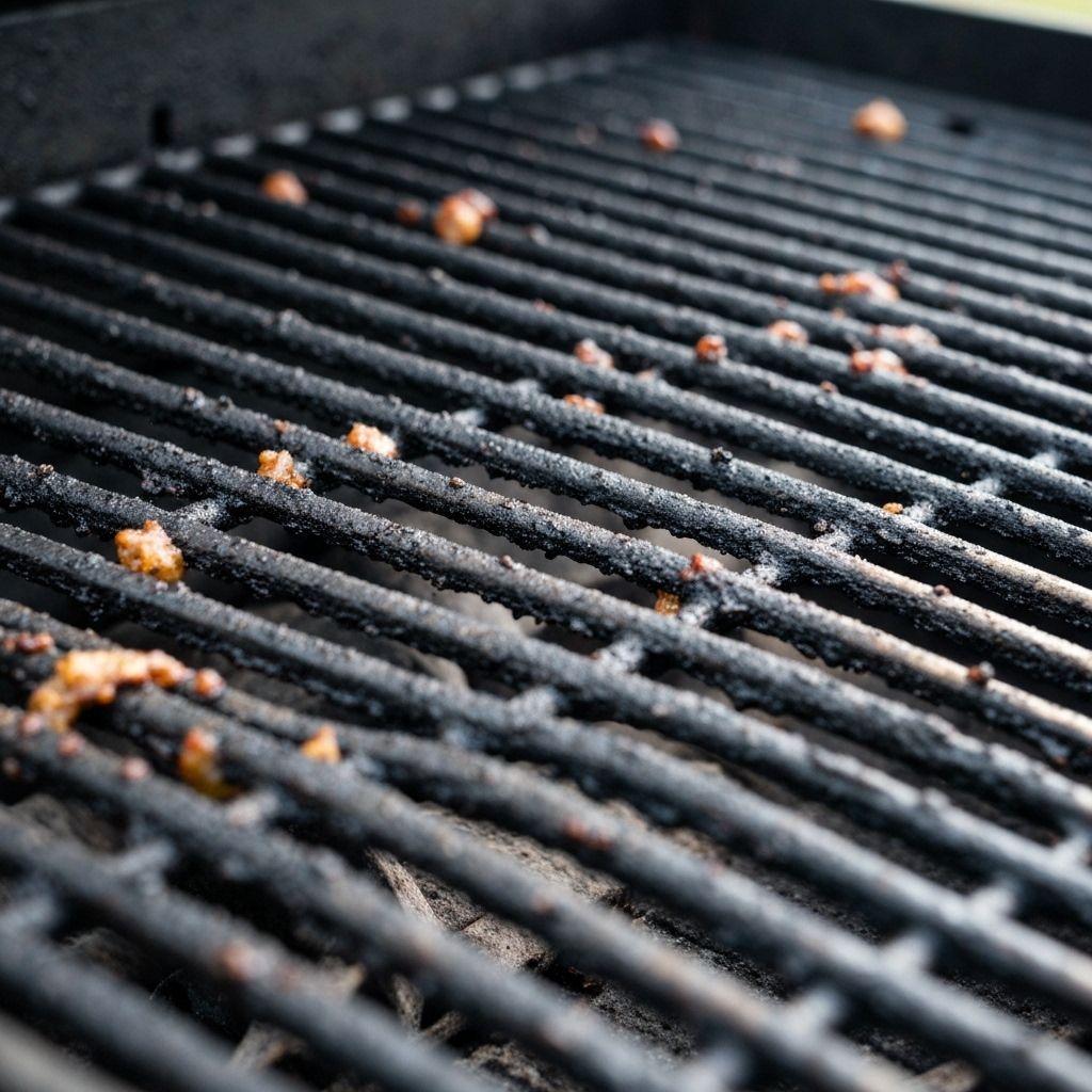 Dirty grill grates before cleaning